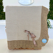 Coperta tricot bicolor con fiocco