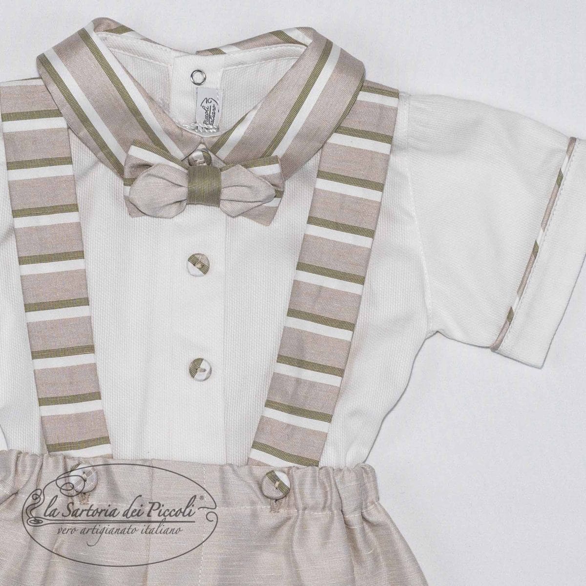 Completo in shantung con bretelle - La Sartoria Dei Piccoli