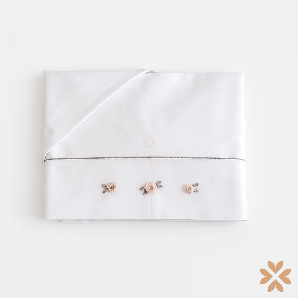 Set lenzuola fiori ricamati - la Sartoria Dei Piccoli