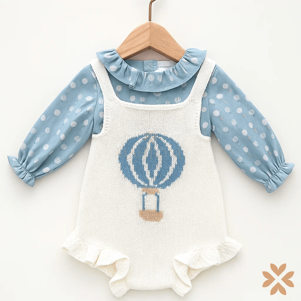 Salopette arricciata e blusa - Yoedu