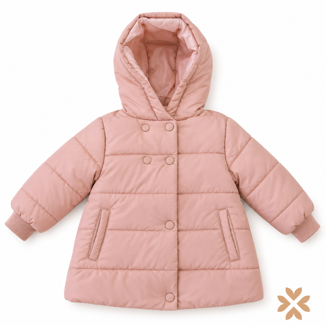 Giubbotto Bimba Imbottito Rosa con Cappuccio - Street Monkey