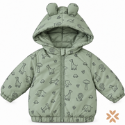 Giubbotto Neonato Verde Salvia con Stampa Animaletti - Street Monkey