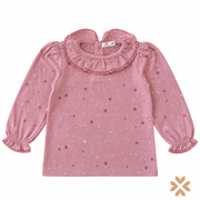 Maglia Bimba Rosa con Colletto Volant e Fantasia Stelline - Street Monkey