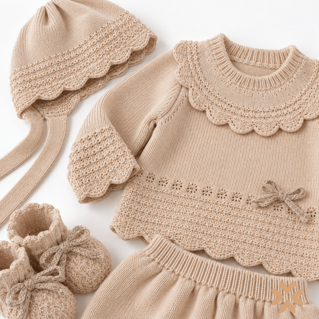 Completo Neonata in Maglia con Colletto Traforato - Mac Ilusion