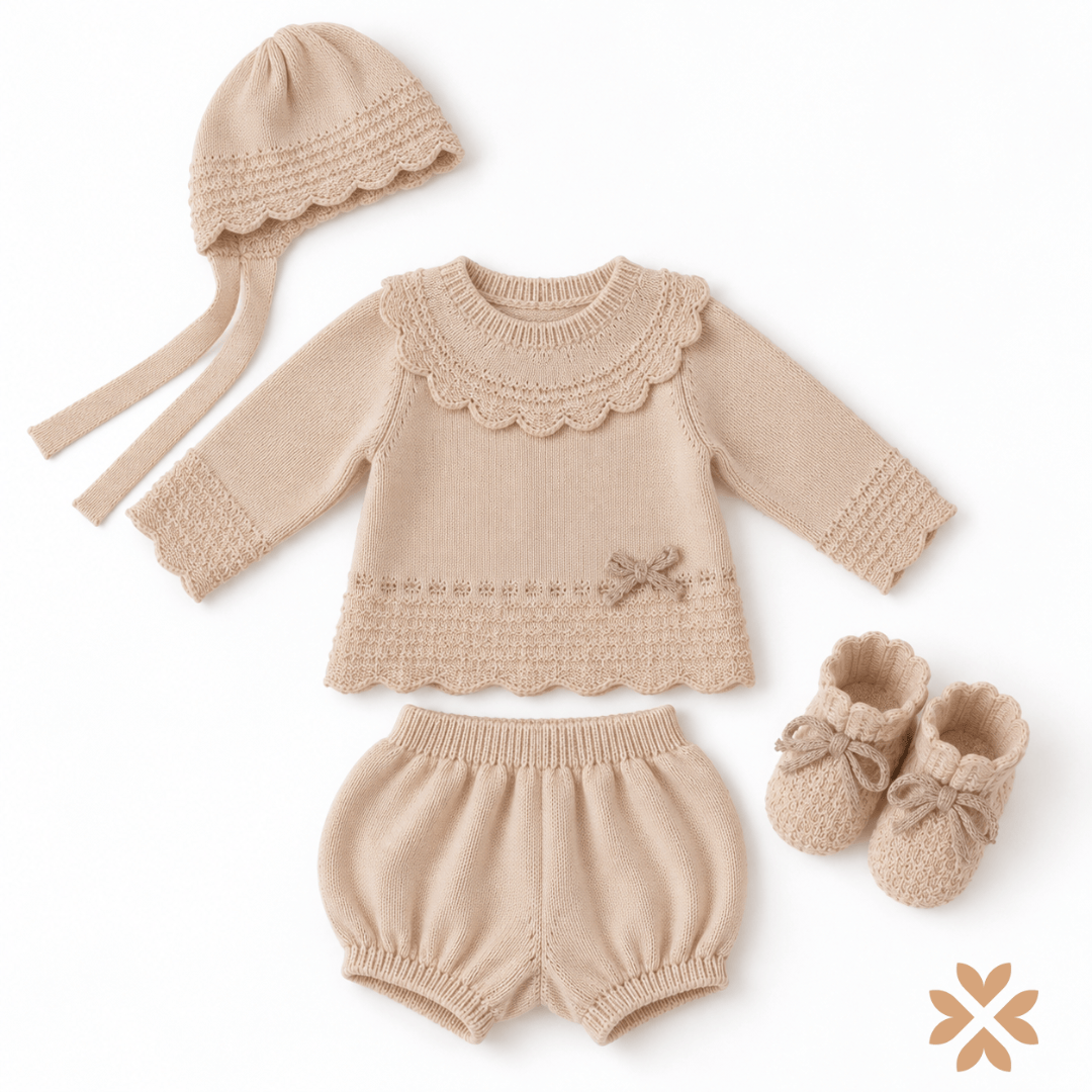 Completo Neonata in Maglia con Colletto Traforato - Mac Ilusion