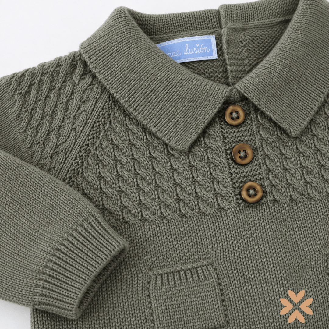 Tutina Neonato in Maglia con Colletto Polo - Mac Ilusion