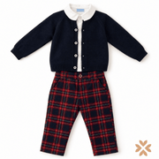 Completo Tartan con Cardigan Blu - Mac Ilusion