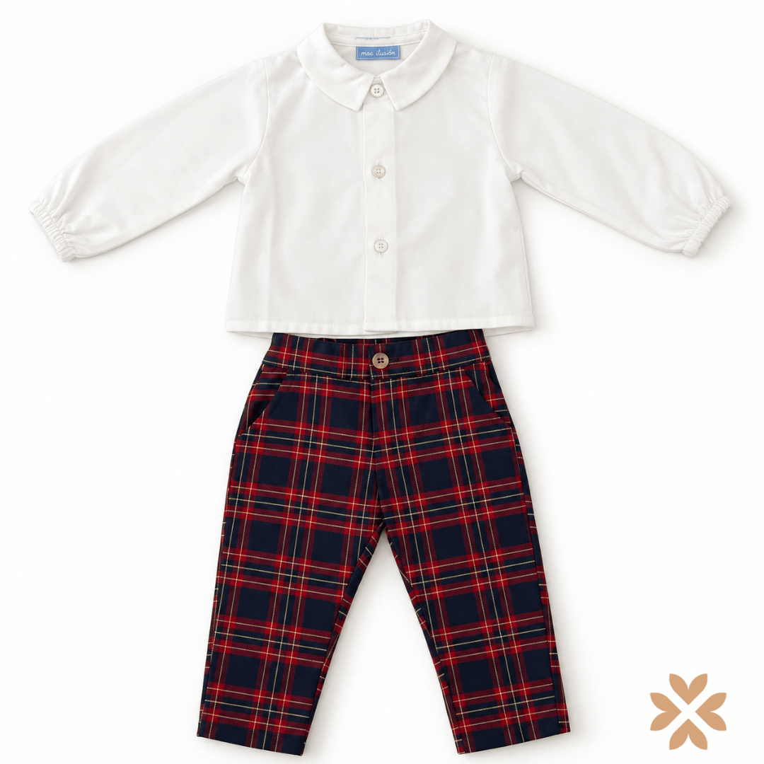 Completo Tartan con Cardigan Blu - Mac Ilusion