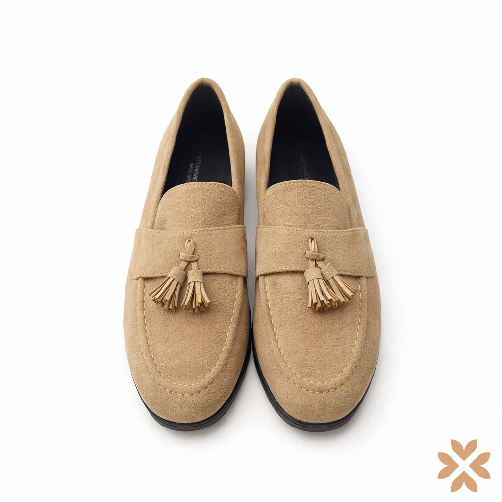 Mocassino scamosciato con nappine