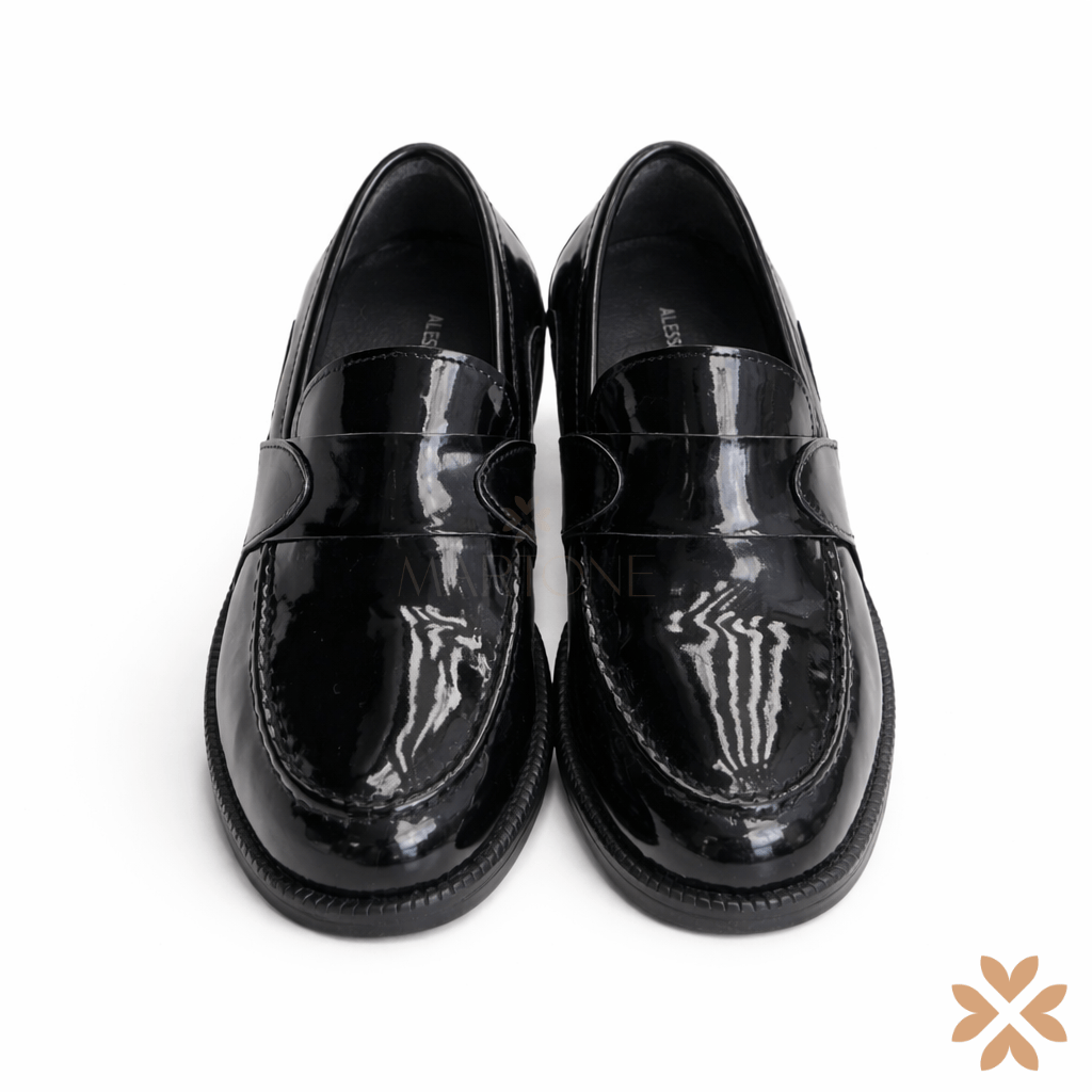 Mocassino cerimonia bimbo nero lucido