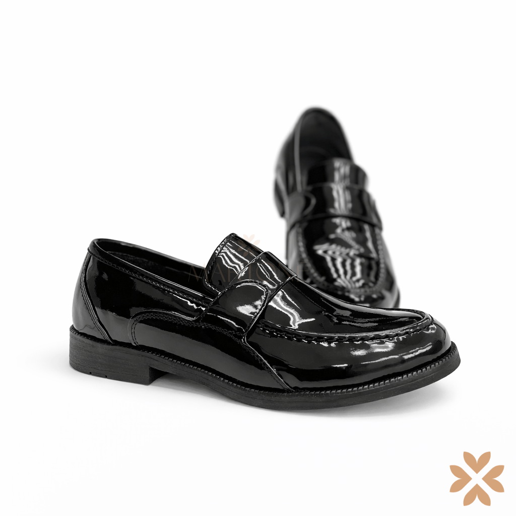 Mocassino cerimonia bimbo nero lucido