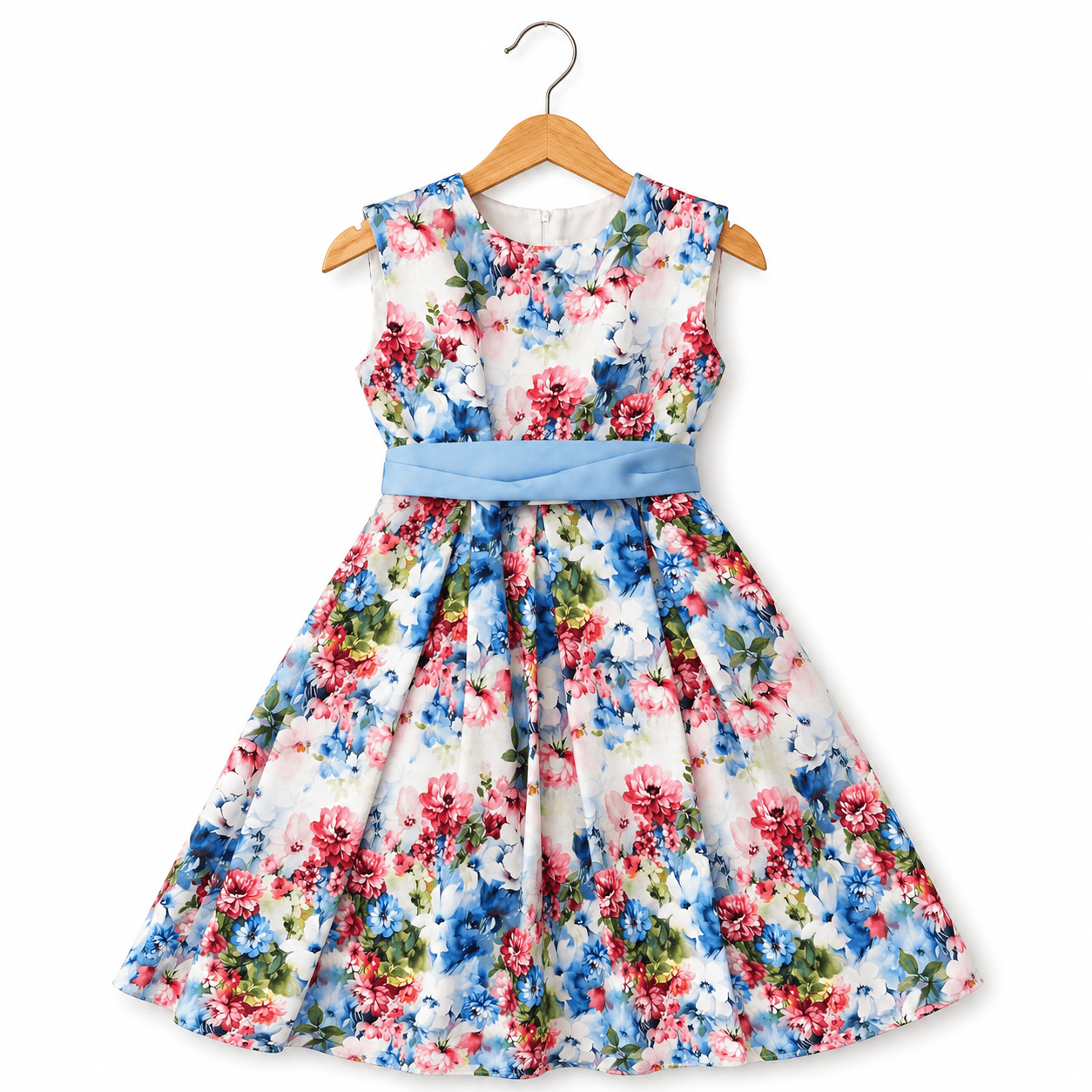 Abito bambina floreale con cintura in vita - Allegra