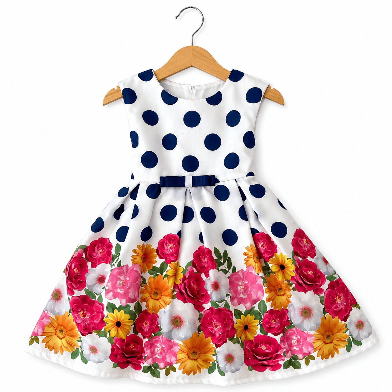 Abito bambina a pois con stampa floreale - Allegra