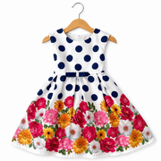 Abito bambina a pois con stampa floreale - Allegra
