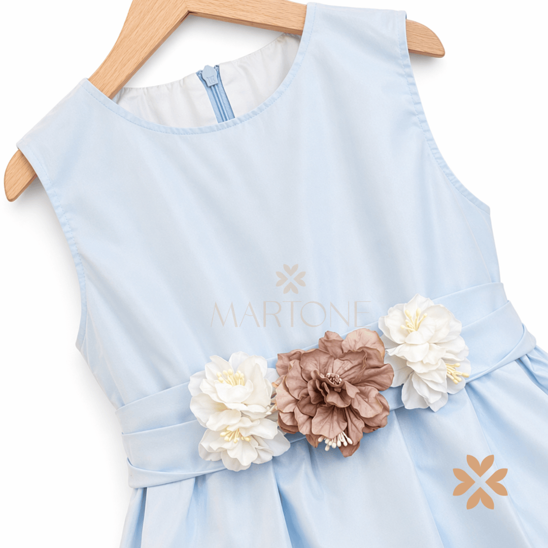 Abito in shantung cielo - Allegra