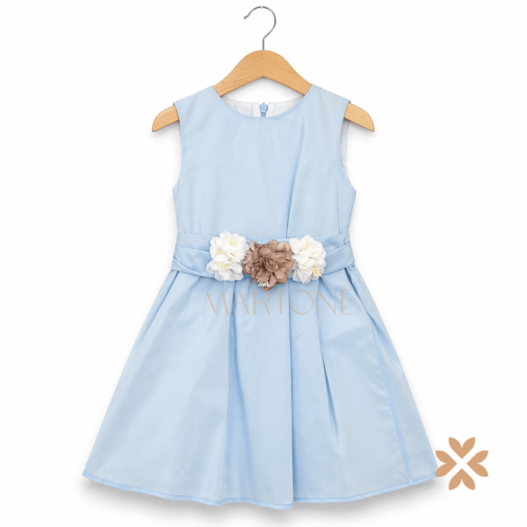 Abito in shantung cielo - Allegra