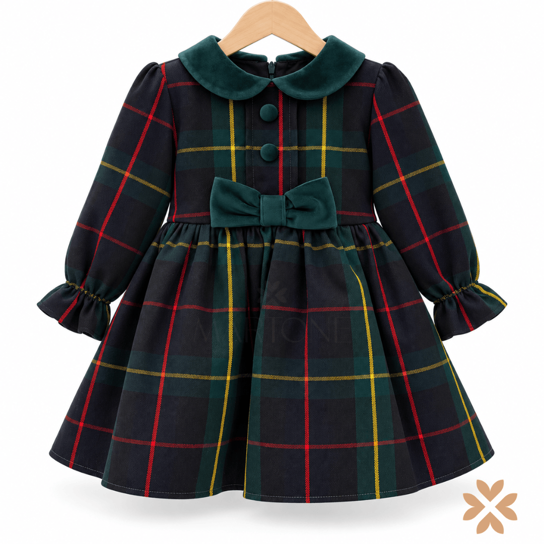 Abito in Tartan e Velluto - Allegra