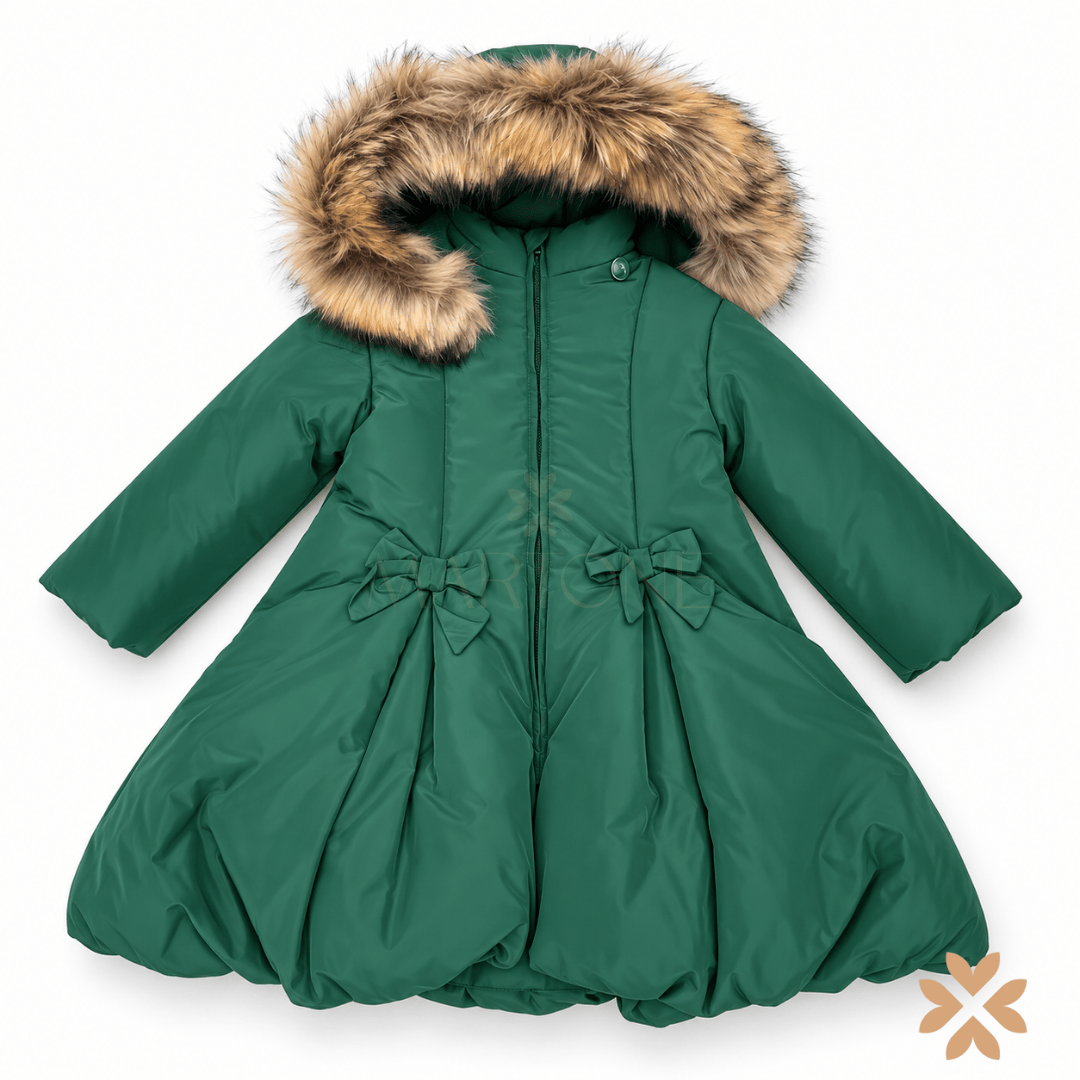 Piumino Verde con Cappuccio e Fiocchi - Allegra