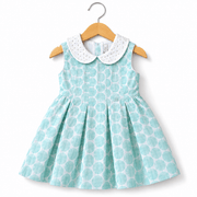 Abito pois verde acqua con colletto in sangallo - Baby A