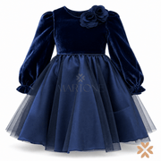 Abito Blu in Velluto e Tulle - Baby A