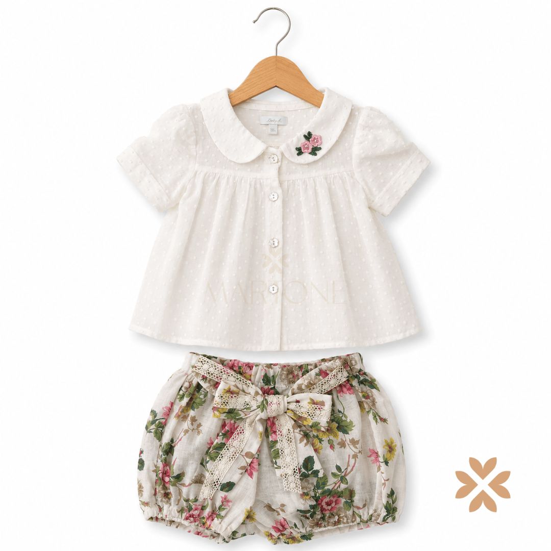 Completo camicia e culotte floreale - Baby A