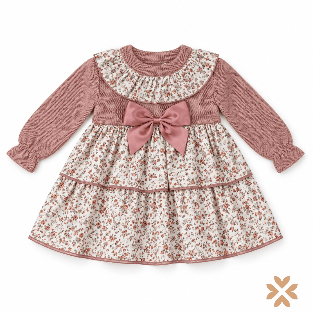 Abitino Neonata in Maglia e Fantasia Floreale - Baby Fashion