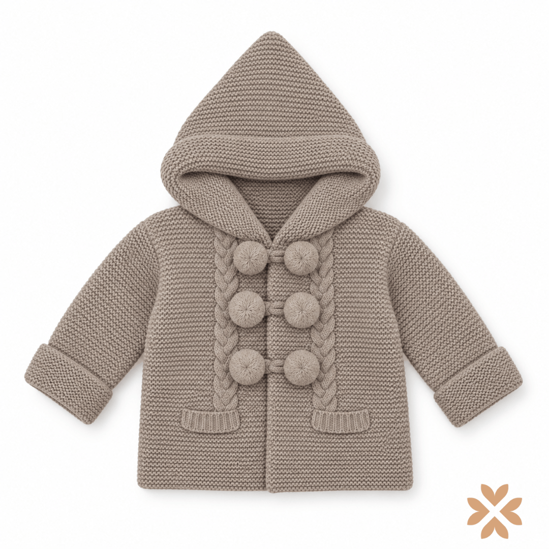 Cappottino in Maglia con Trecce e Pompon - Baby Fashion