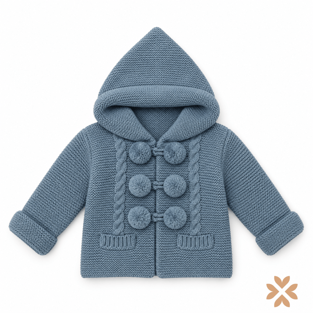 Cappottino in Maglia con Trecce e Pompon - Baby Fashion
