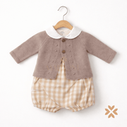 Completo a quadri con cardigan - Baby Fashion