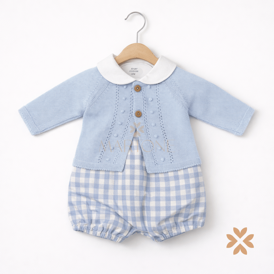 Completo a quadri con cardigan - Baby Fashion
