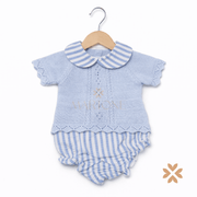 Completo con culotte celeste righe - Baby Fashion