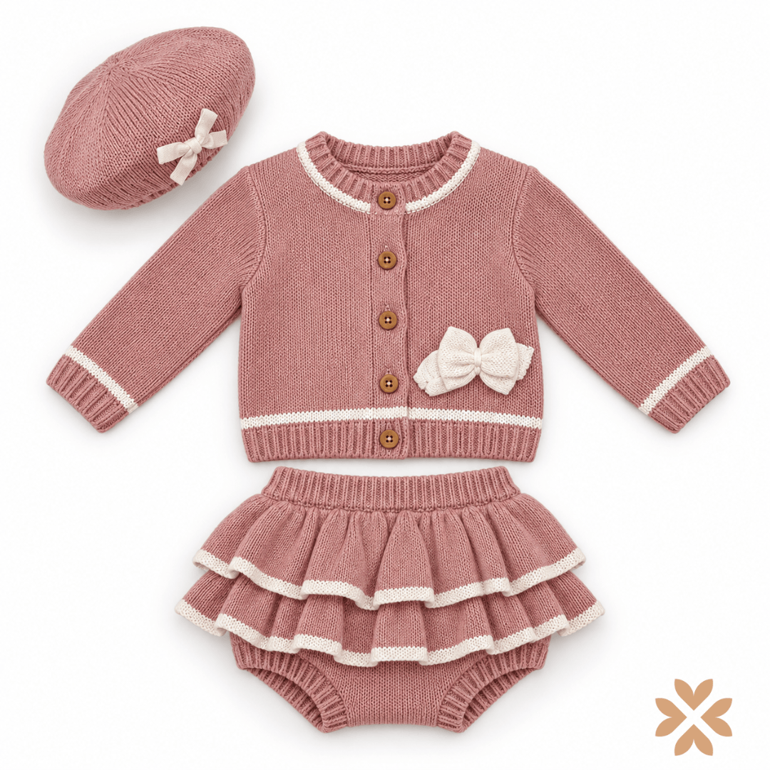 Completo Neonata in Maglia con Basco - Baby Fashion