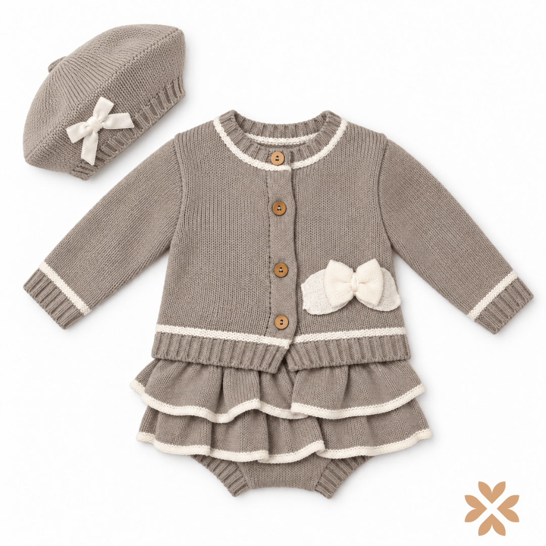 Completo Neonata in Maglia con Basco - Baby Fashion