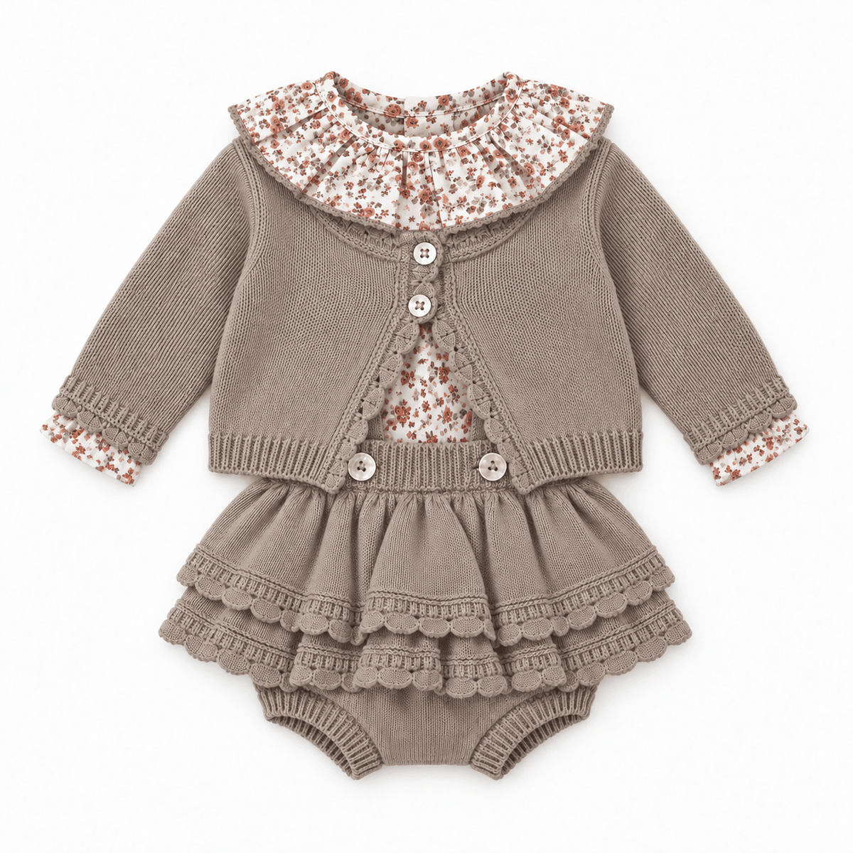Completo Neonata in Maglia con Blusa Floreale - Baby Fashion