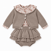 Completo Neonata in Maglia con Blusa Floreale - Baby Fashion