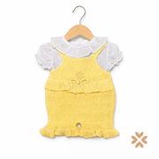 Salopette in filo gialla e blusa plumetis - Baby Fashion