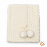 Copertina in Maglia con Trecce e Pompon - Baby Fashion