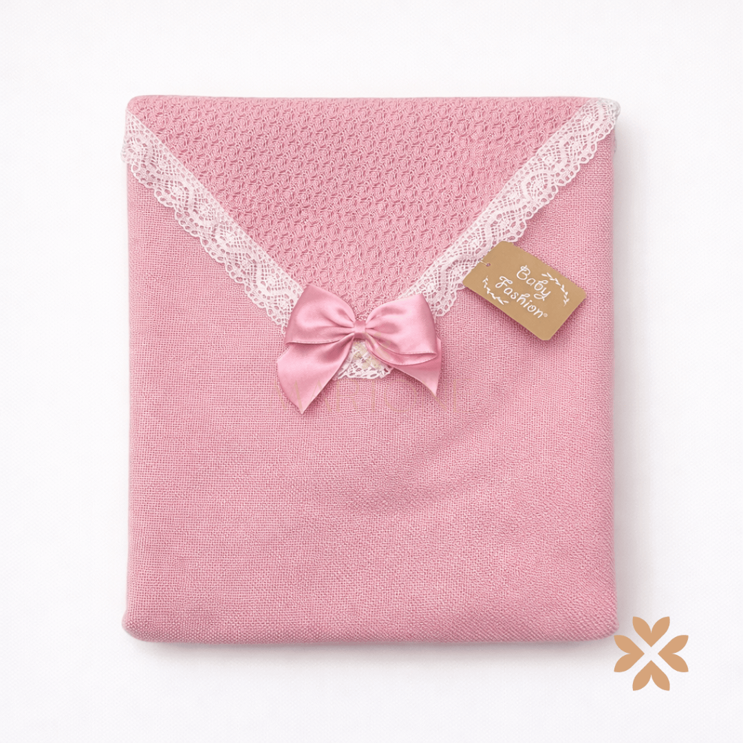 Coperta in filo e pizzo rosa - Baby Fashion