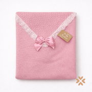 Coperta in filo e pizzo rosa - Baby Fashion