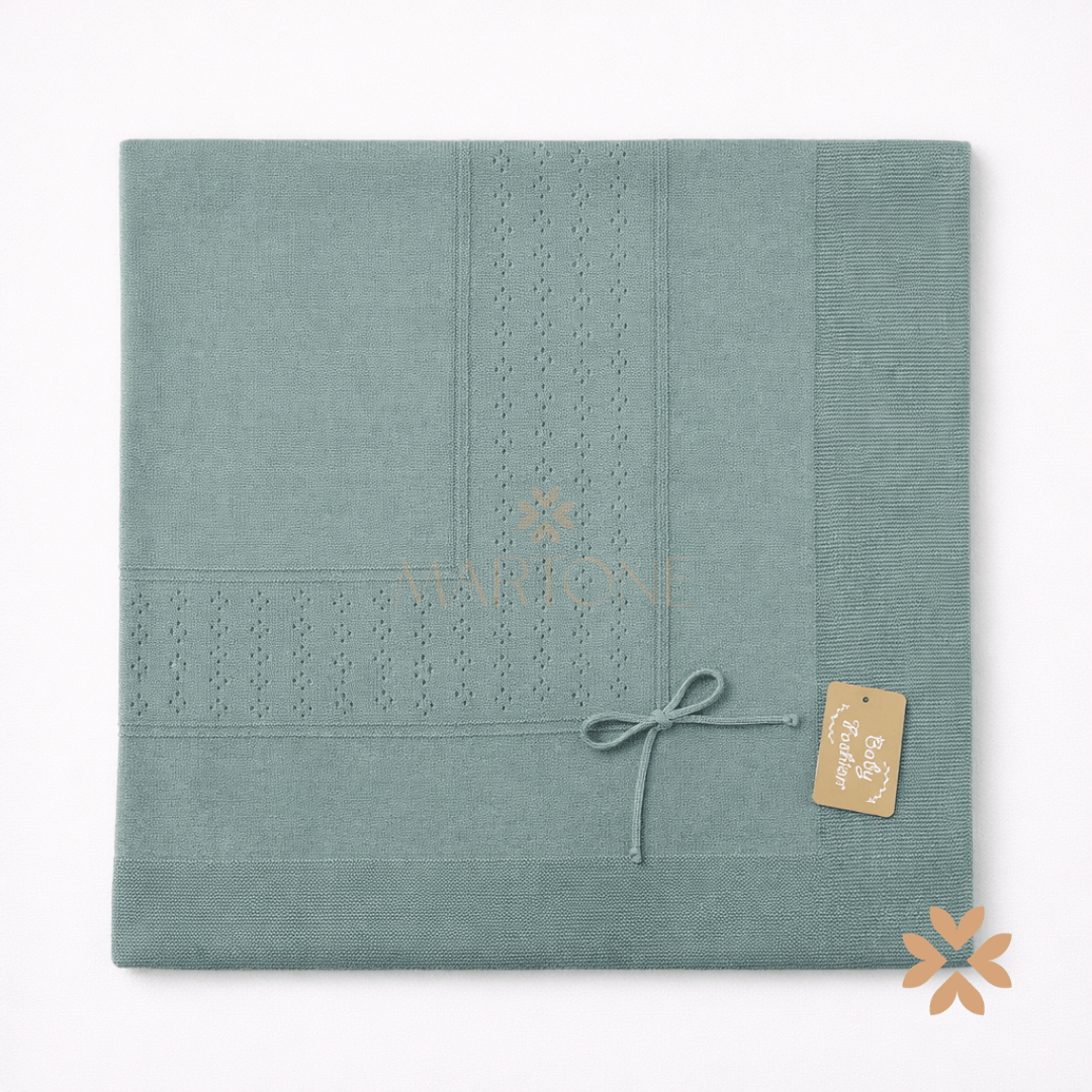 Coperta in filo di cotone verde - Baby Fashion