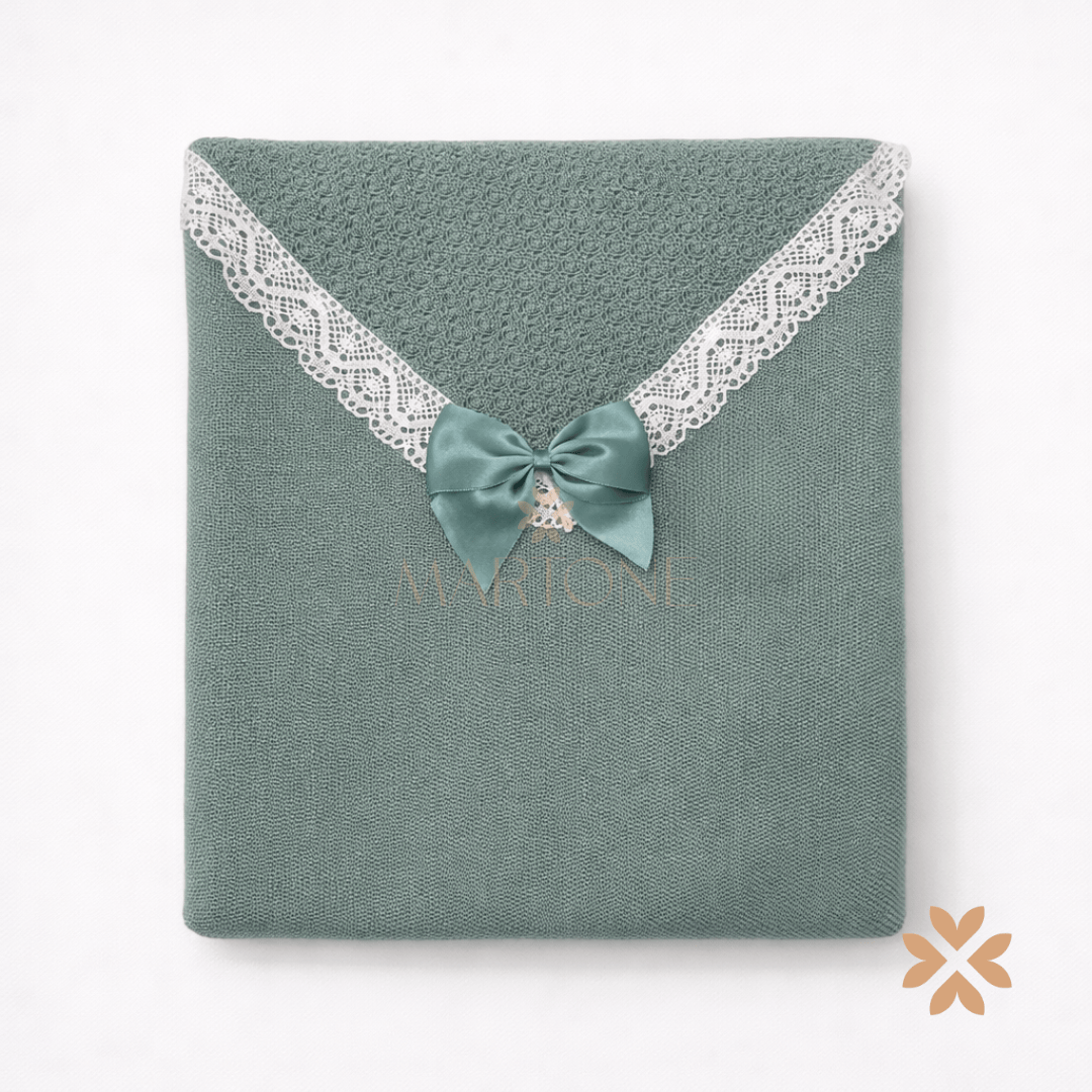 Coperta in filo e pizzo verde - Baby Fashion