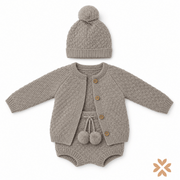 Completo Neonato in Maglia con Pompon - Baby Fashion