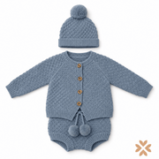 Completo Neonato in Maglia con Pompon - Baby Fashion