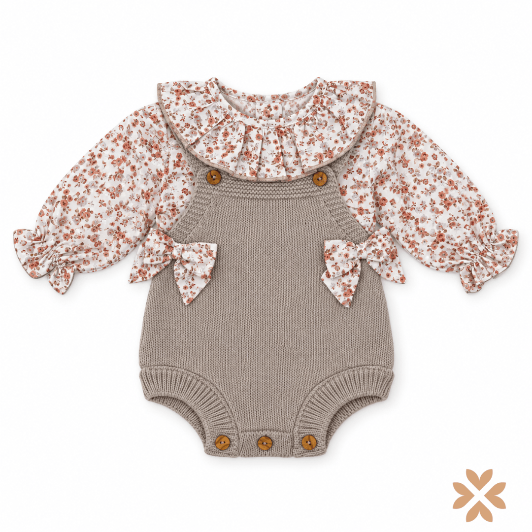 Pagliaccetto Neonata in Maglia e Fantasia Floreale - Baby Fashion