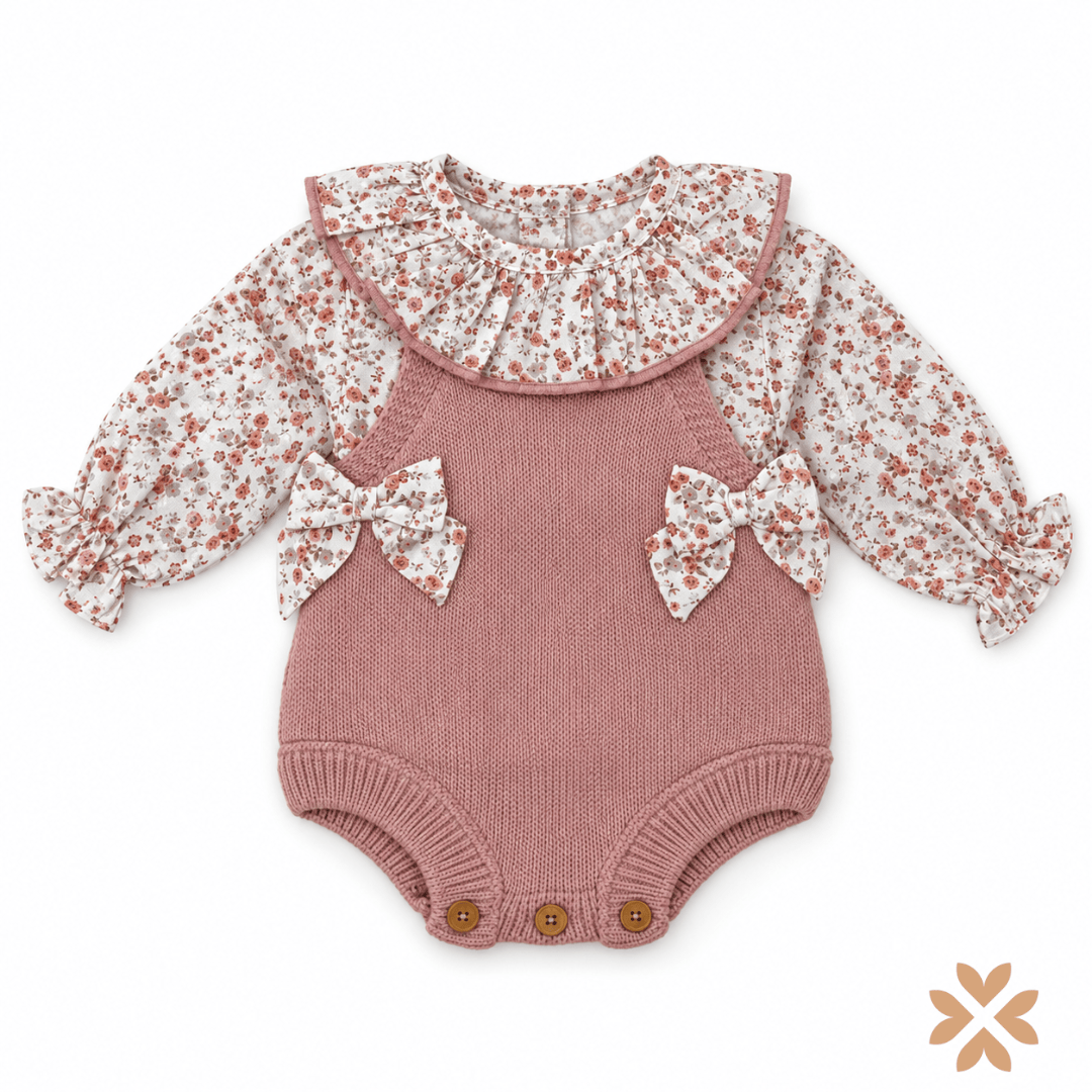 Pagliaccetto Neonata in Maglia e Fantasia Floreale - Baby Fashion