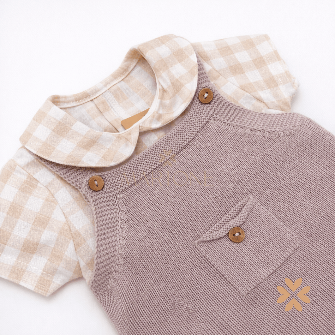 Salopette in filo con camicia a quadri - Baby Fashion