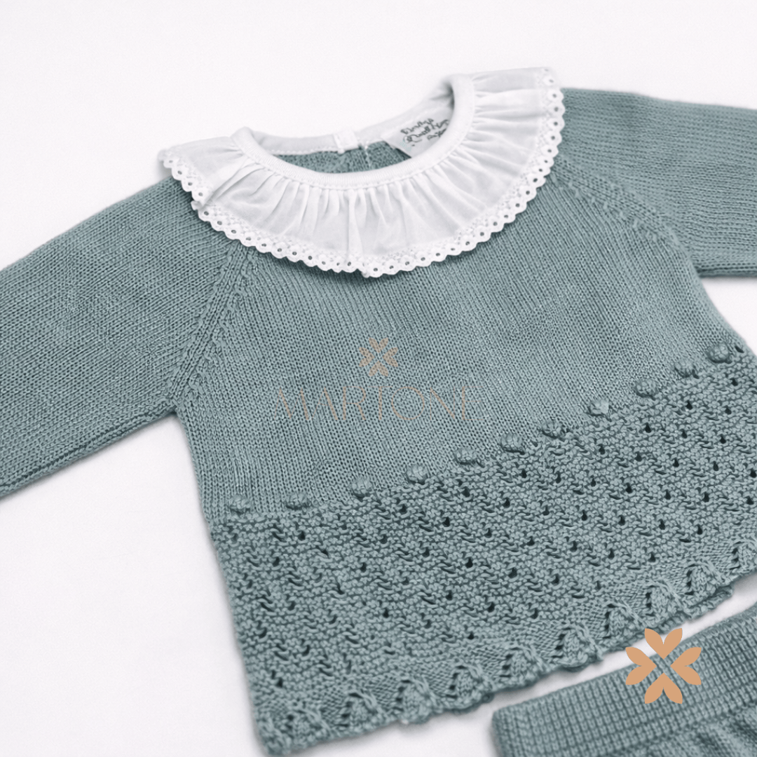 Tutina spezzata con fiocchi sui piedini - Baby Fashion