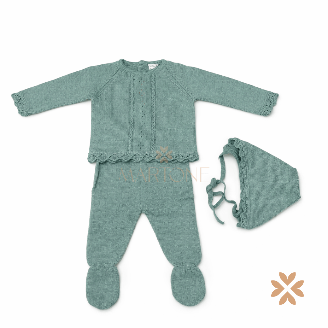 Tutina spezzata in filo e cuffia - Baby Fashion