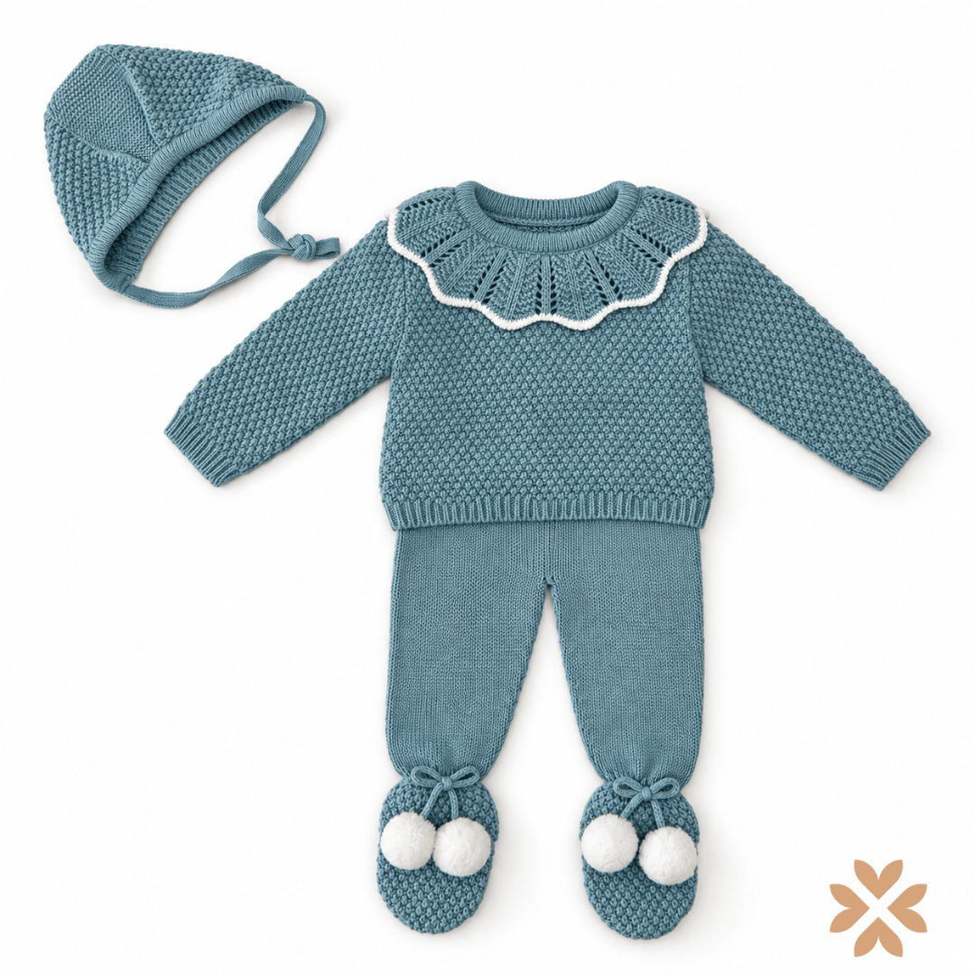 Tutina Spezzata in Maglia con Colletto Smerlato - Baby Fashion
