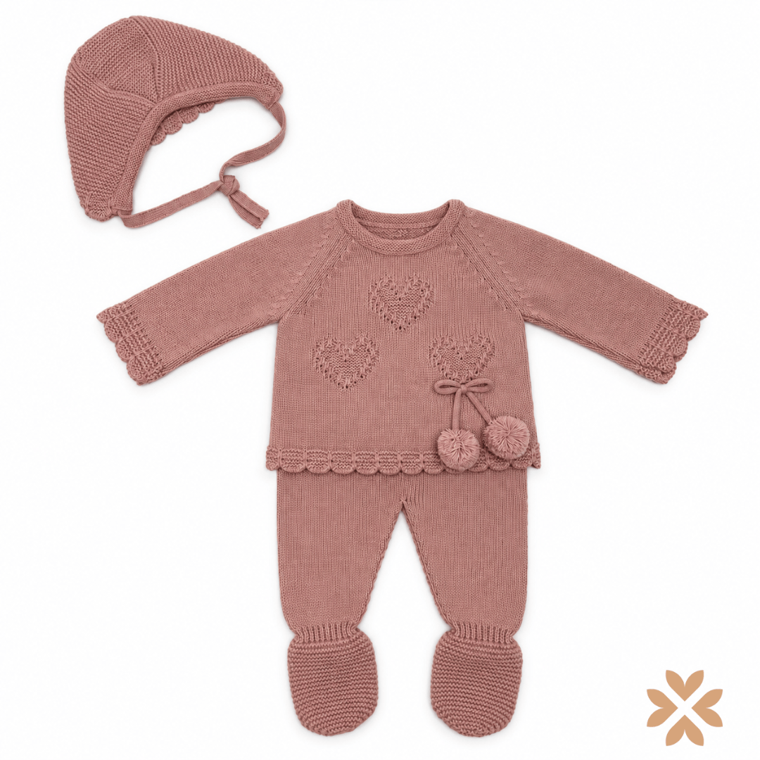 Tutina Spezzata in Maglia con Cuffietta - Baby Fashion